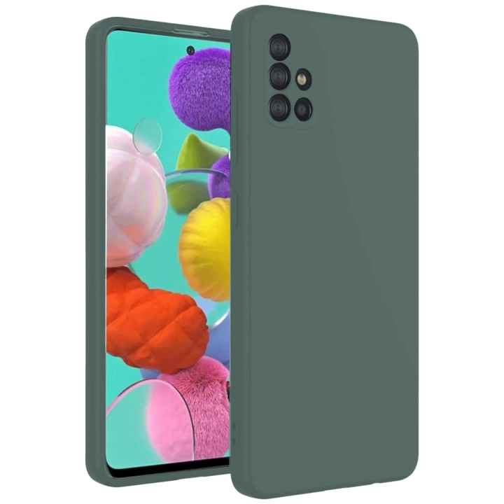 BFS  Samsung Galaxy A31 Kılıf Nano içi Kadife Silikon - Koyu Yeşil