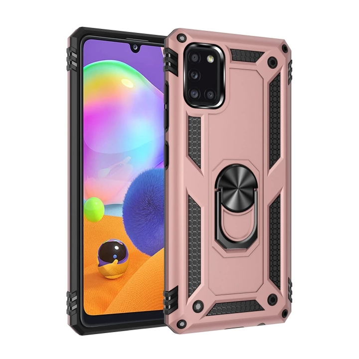 BFS  Samsung Galaxy A31 Kılıf Sofya Yüzüklü Silikon Kapak - Rose