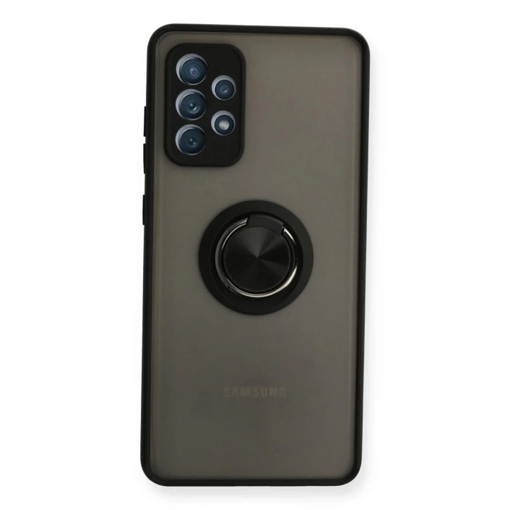 BFS  Samsung Galaxy A32 Kılıf Montreal Yüzüklü Silikon Kapak - Siyah