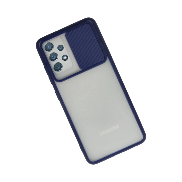BFS  Samsung Galaxy A32 Kılıf Palm Buzlu Kamera Sürgülü Silikon - Lacivert