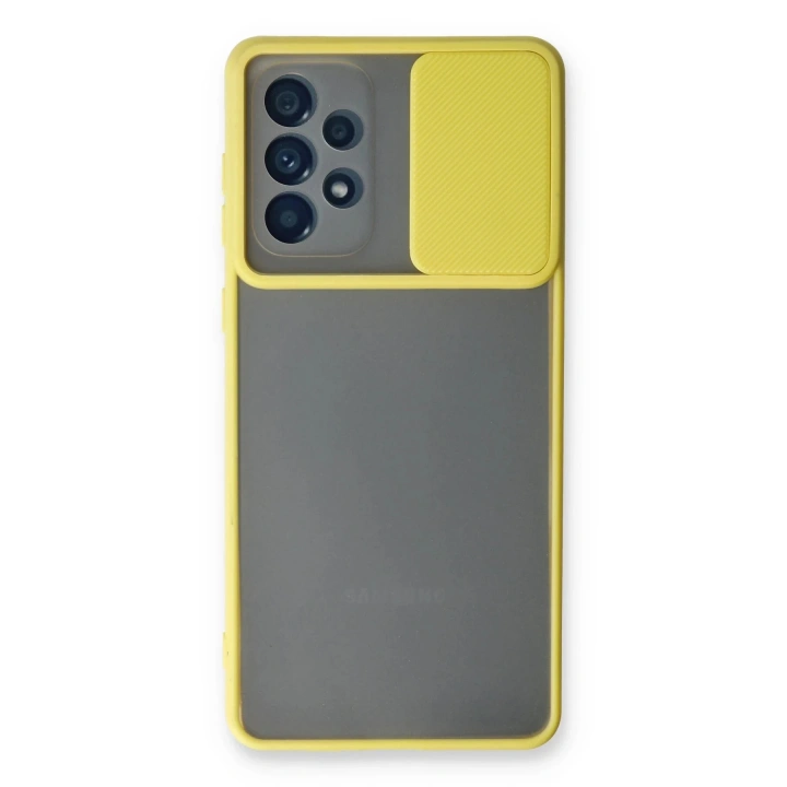 BFS Samsung Galaxy A33 5G Kılıf Palm Buzlu Kamera Sürgülü Silikon - Sarı