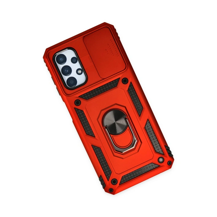 BFS  Samsung Galaxy A33 5G Kılıf Pars Lens Yüzüklü Silikon - Kırmızı