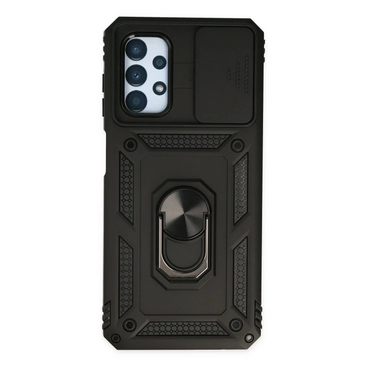 BFS Samsung Galaxy A33 5G Kılıf Pars Lens Yüzüklü Silikon - Siyah