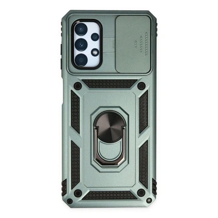 BFS Samsung Galaxy A33 5G Kılıf Pars Lens Yüzüklü Silikon - Yeşil