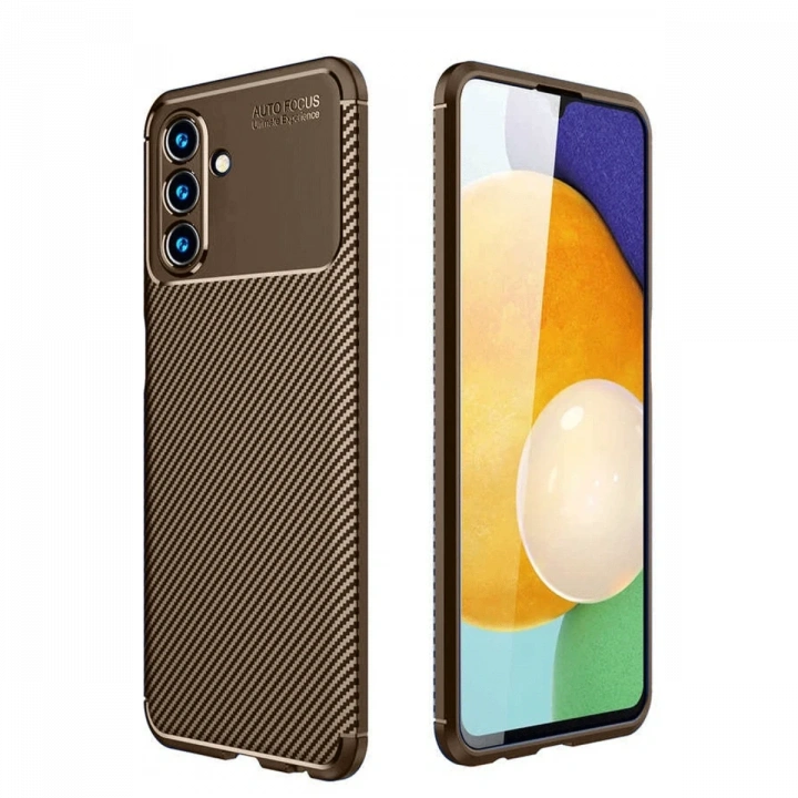 BFS  Samsung Galaxy A36 Kılıf Auto Focus Karbon Kapak - Kahverengi