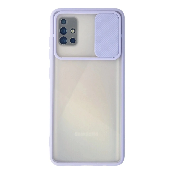 BFS  Samsung Galaxy A51 Kılıf Palm Buzlu Kamera Sürgülü Silikon - Lila