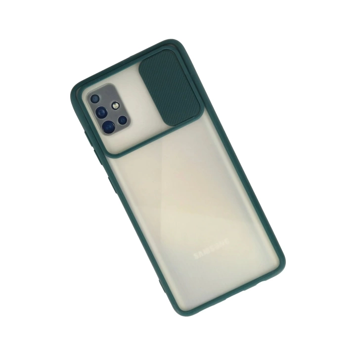 BFS  Samsung Galaxy A51 Kılıf Palm Buzlu Kamera Sürgülü Silikon - Yeşil
