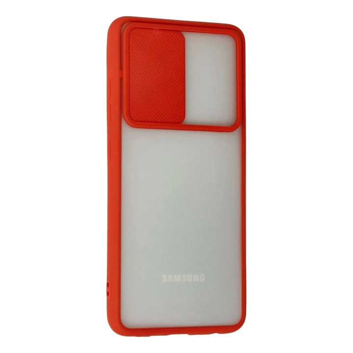 BFS  Samsung Galaxy A52 Kılıf Palm Buzlu Kamera Sürgülü Silikon - Kırmızı