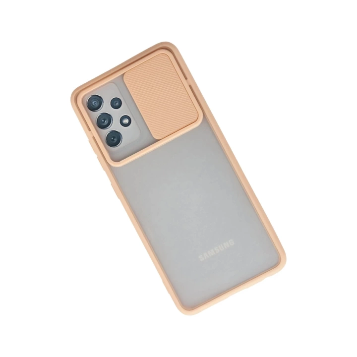 BFS  Samsung Galaxy A52 Kılıf Palm Buzlu Kamera Sürgülü Silikon - Pembe