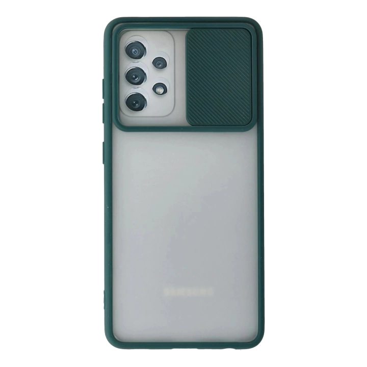 BFS  Samsung Galaxy A52 Kılıf Palm Buzlu Kamera Sürgülü Silikon - Yeşil