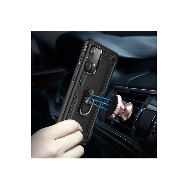 BFS  Samsung Galaxy A52 Kılıf Sofya Yüzüklü Silikon Kapak - Siyah