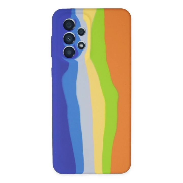 BFS  Samsung Galaxy A53 5G Kılıf Ebruli Lansman Silikon - Mavi-Turuncu