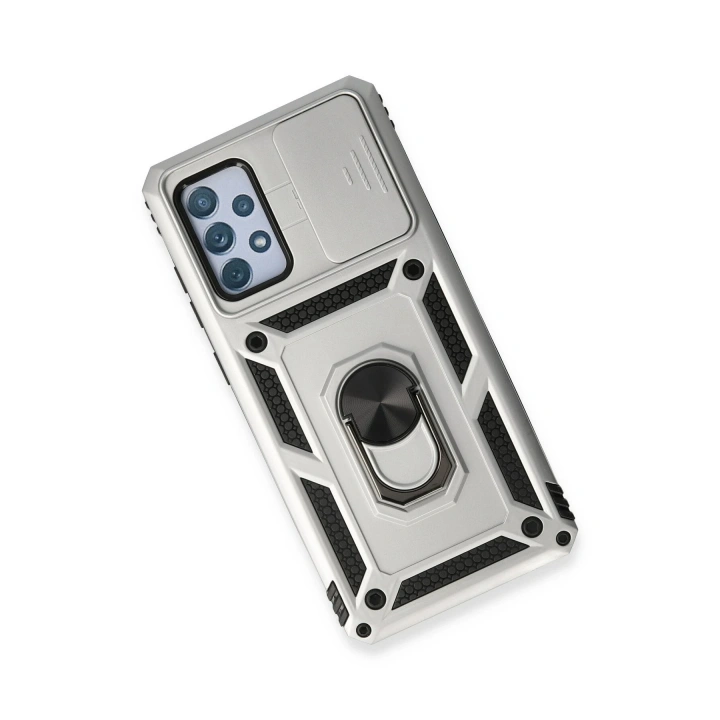 BFS  Samsung Galaxy A53 5G Kılıf Pars Lens Yüzüklü Silikon - Gümüş