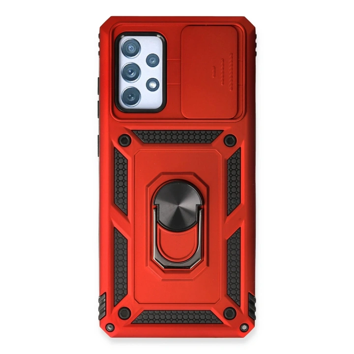 BFS  Samsung Galaxy A53 5G Kılıf Pars Lens Yüzüklü Silikon - Kırmızı