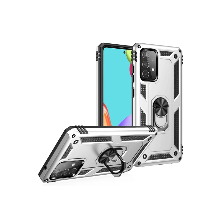 BFS  Samsung Galaxy A53 5G Kılıf Sofya Yüzüklü Silikon Kapak - Gümüş
