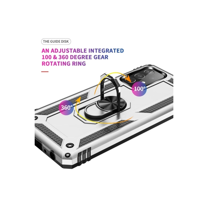 BFS  Samsung Galaxy A53 5G Kılıf Sofya Yüzüklü Silikon Kapak - Gümüş