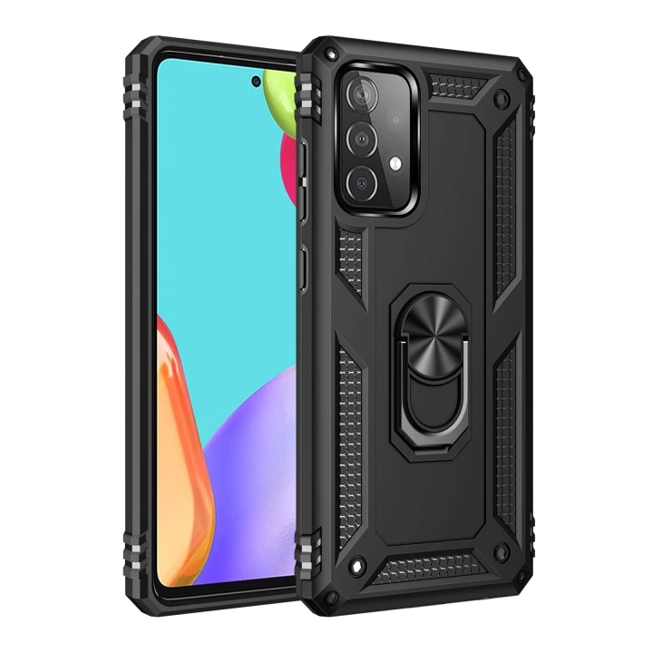 BFS  Samsung Galaxy A53 5G Kılıf Sofya Yüzüklü Silikon Kapak - Siyah