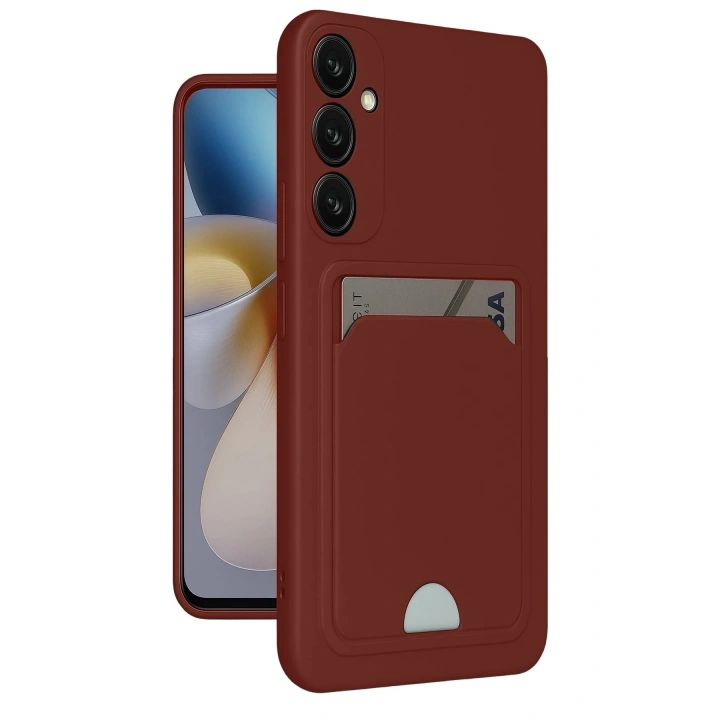 BFS Samsung Galaxy A55 5G Kılıf Kelvin Kartvizitli Silikon - Bordo