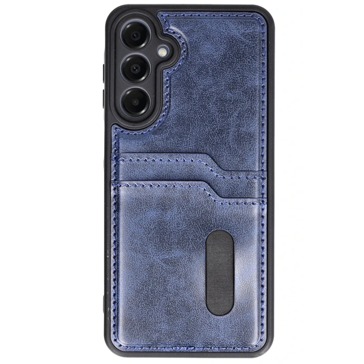 BFS  Samsung Galaxy A55 5G Kılıf Sara Kartvizitli Deri Kılıf - Lacivert