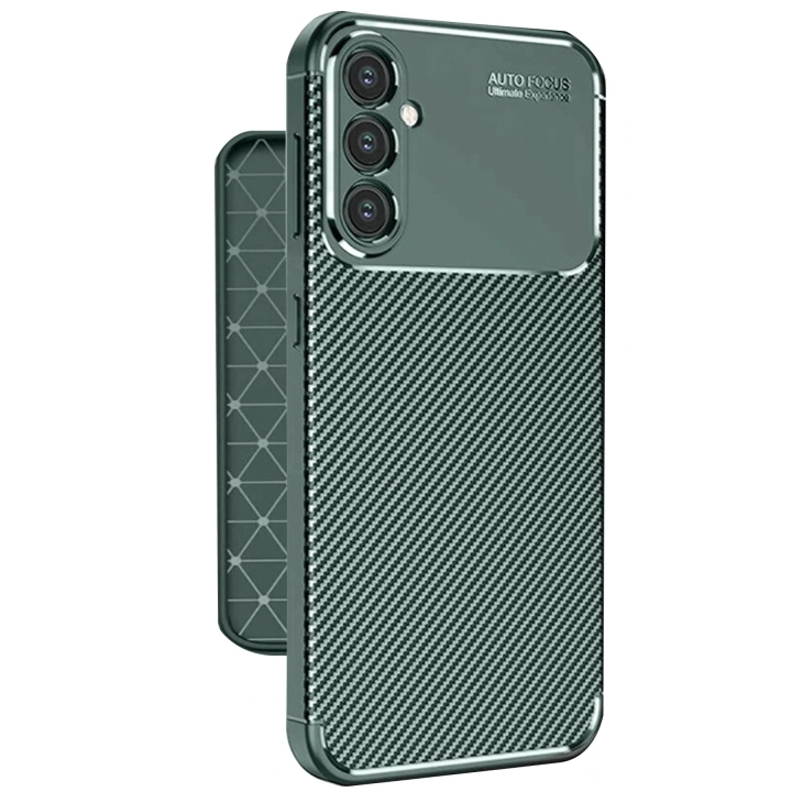 BFS  Samsung Galaxy A56 Kılıf Auto Focus Karbon Kapak - Koyu Yeşil
