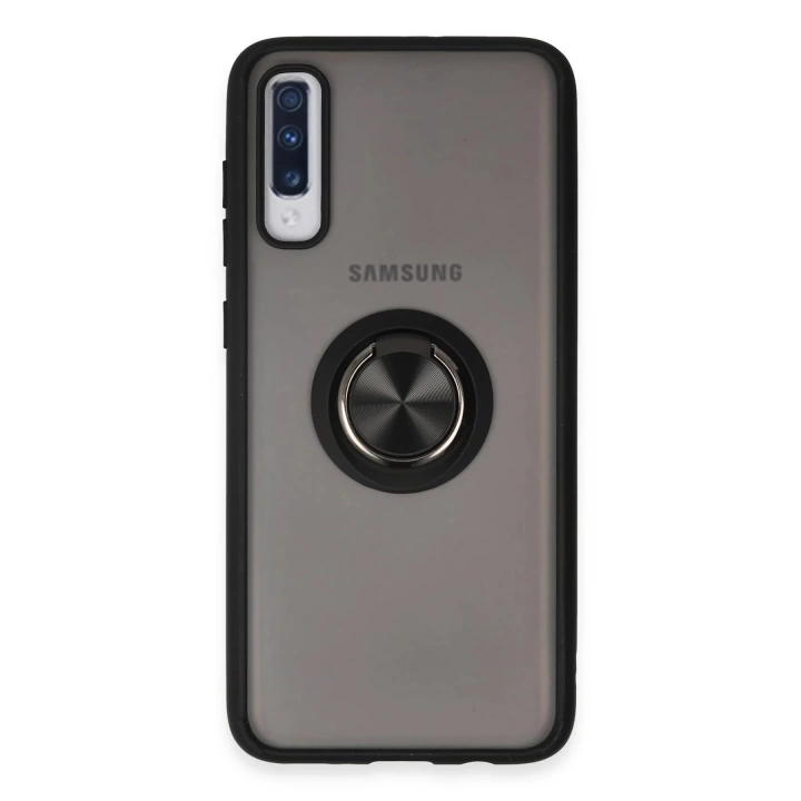BFS  Samsung Galaxy A70 Kılıf Montreal Yüzüklü Silikon Kapak - Siyah