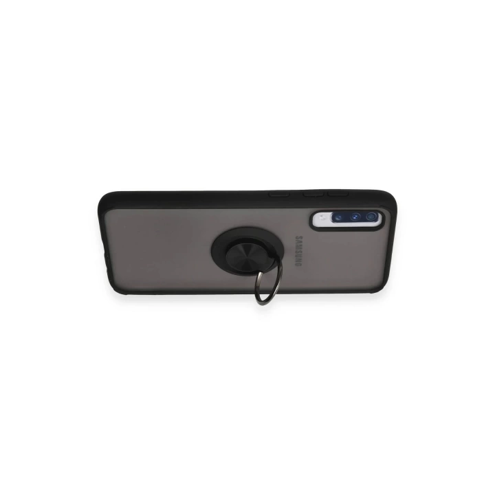 BFS  Samsung Galaxy A70 Kılıf Montreal Yüzüklü Silikon Kapak - Siyah
