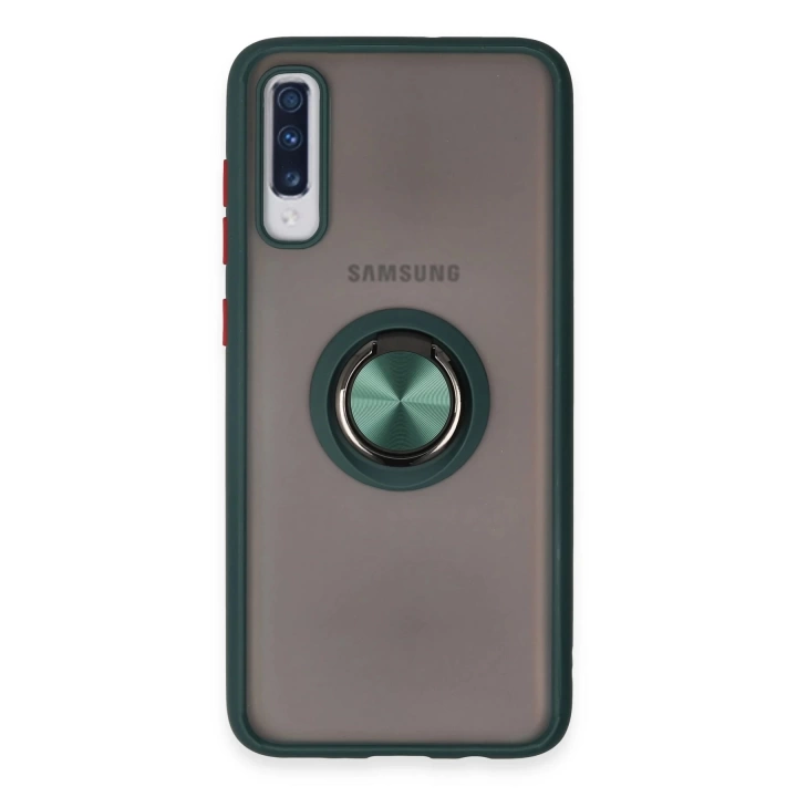 BFS  Samsung Galaxy A70 Kılıf Montreal Yüzüklü Silikon Kapak - Yeşil