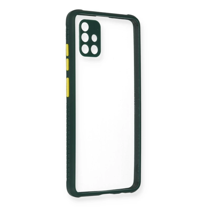 BFS  Samsung Galaxy A71 Kılıf Miami Şeffaf Silikon - Koyu Yeşil