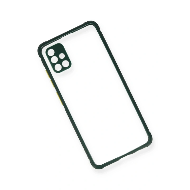 BFS  Samsung Galaxy A71 Kılıf Miami Şeffaf Silikon - Koyu Yeşil
