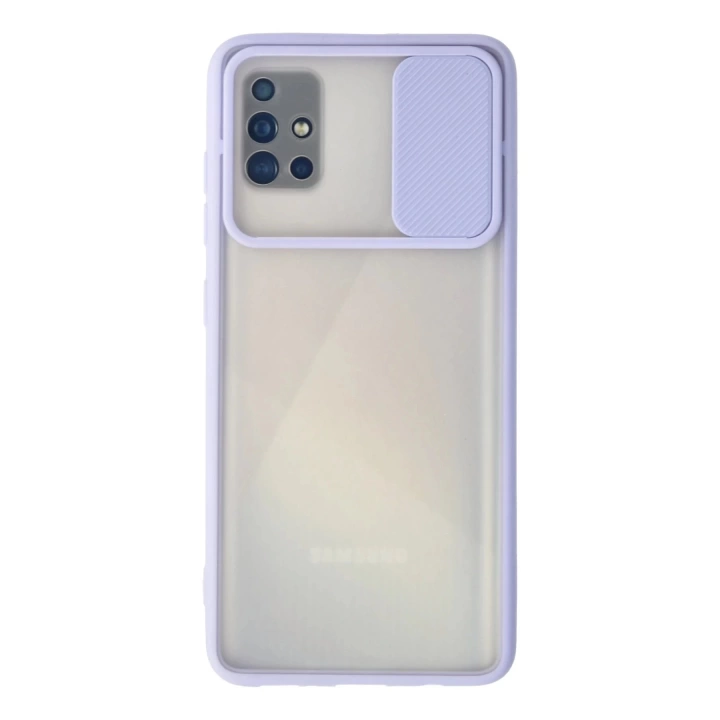 BFS  Samsung Galaxy A71 Kılıf Palm Buzlu Kamera Sürgülü Silikon - Lila