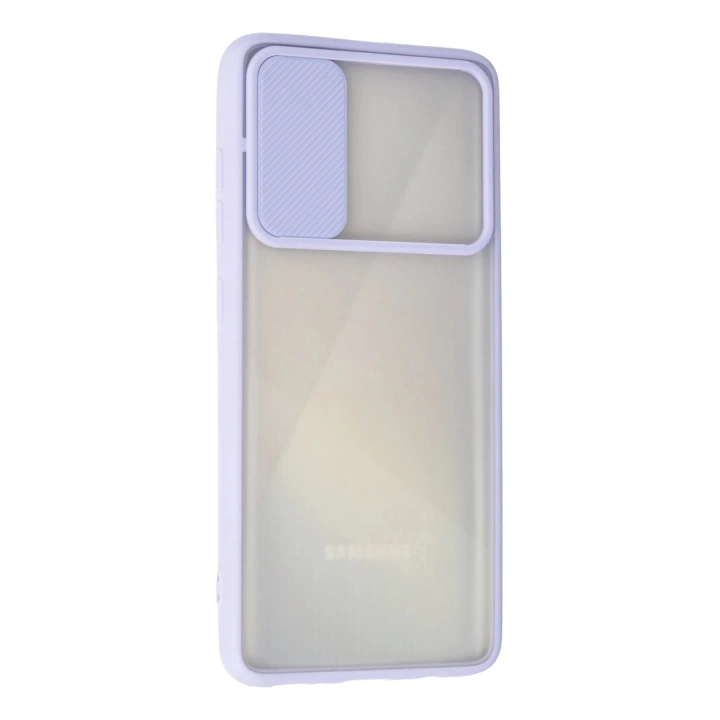 BFS  Samsung Galaxy A71 Kılıf Palm Buzlu Kamera Sürgülü Silikon - Lila