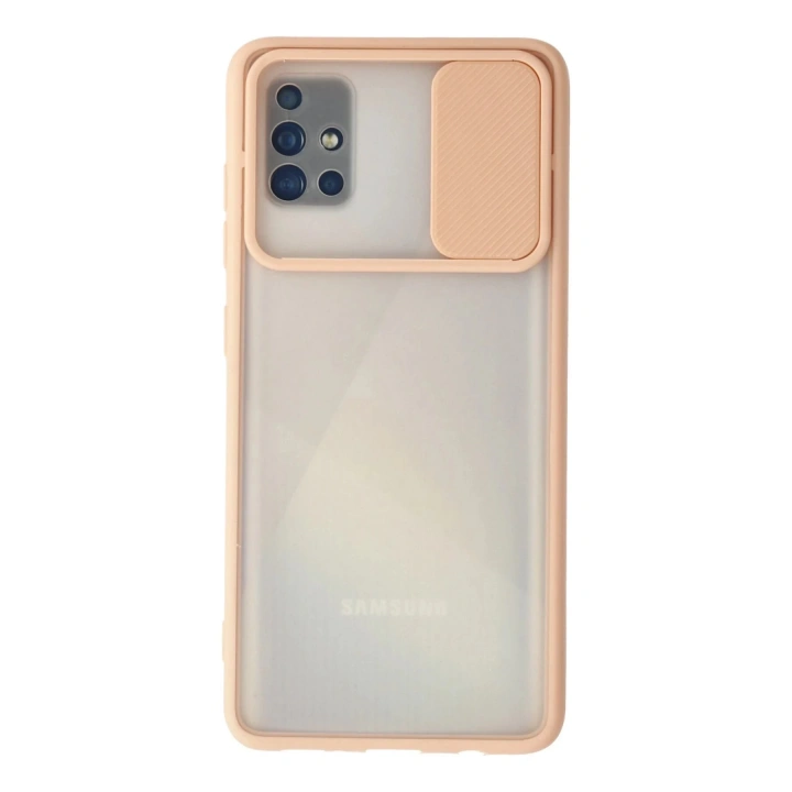 BFS  Samsung Galaxy A71 Kılıf Palm Buzlu Kamera Sürgülü Silikon - Pembe