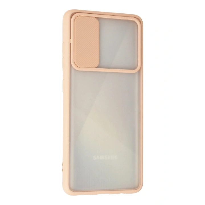 BFS  Samsung Galaxy A71 Kılıf Palm Buzlu Kamera Sürgülü Silikon - Pembe
