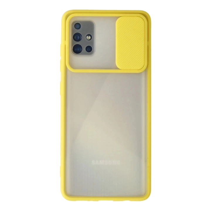 BFS  Samsung Galaxy A71 Kılıf Palm Buzlu Kamera Sürgülü Silikon - Sarı