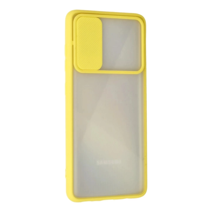 BFS  Samsung Galaxy A71 Kılıf Palm Buzlu Kamera Sürgülü Silikon - Sarı