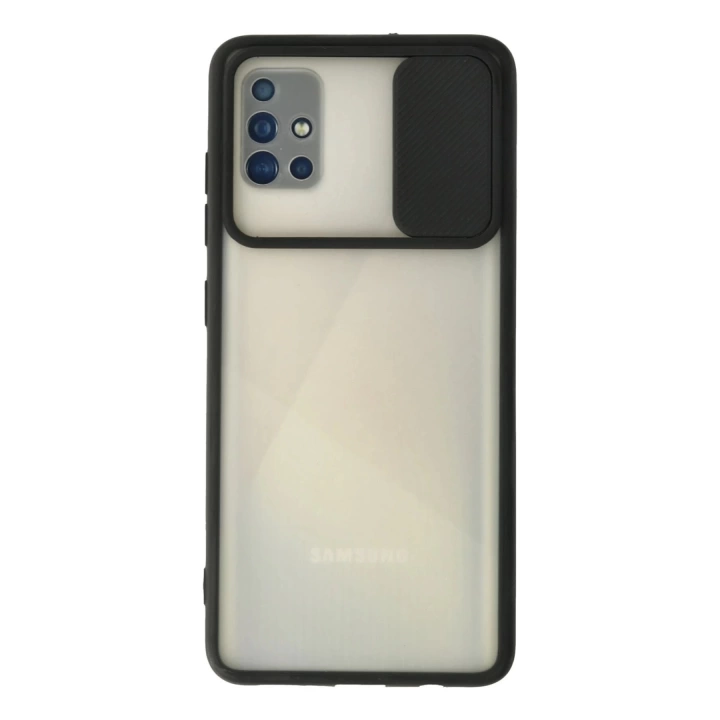BFS  Samsung Galaxy A71 Kılıf Palm Buzlu Kamera Sürgülü Silikon - Siyah