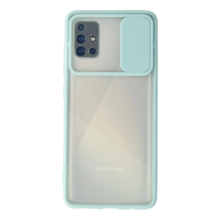 BFS  Samsung Galaxy A71 Kılıf Palm Buzlu Kamera Sürgülü Silikon - Turkuaz