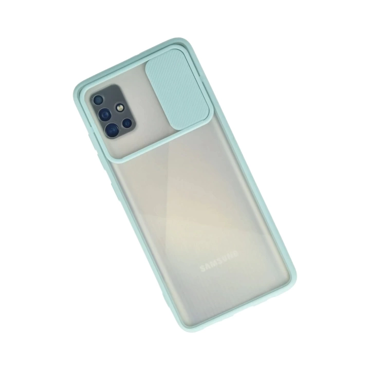 BFS  Samsung Galaxy A71 Kılıf Palm Buzlu Kamera Sürgülü Silikon - Turkuaz
