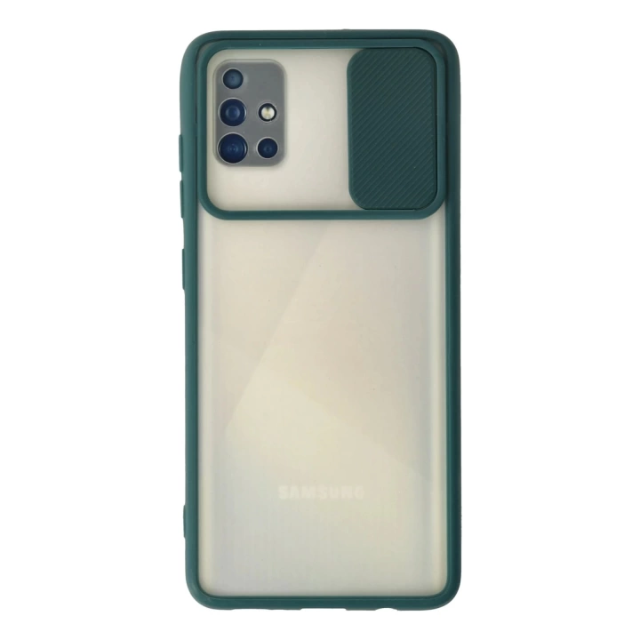 BFS  Samsung Galaxy A71 Kılıf Palm Buzlu Kamera Sürgülü Silikon - Yeşil