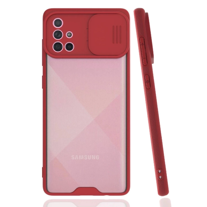 BFS  Samsung Galaxy A71 Kılıf Platin Kamera Koruma Silikon - Kırmızı
