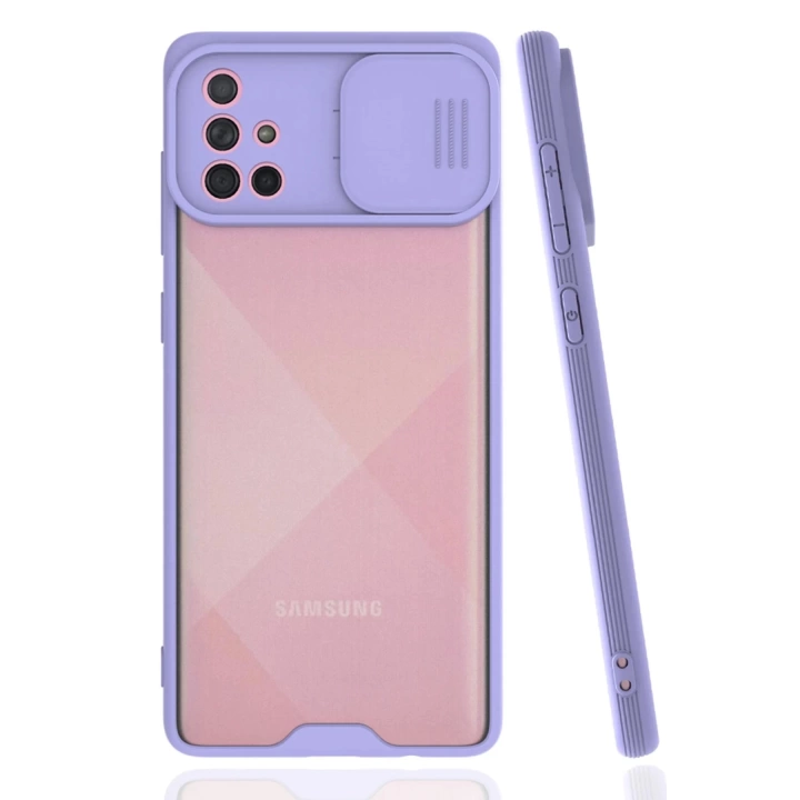 BFS  Samsung Galaxy A71 Kılıf Platin Kamera Koruma Silikon - Lila