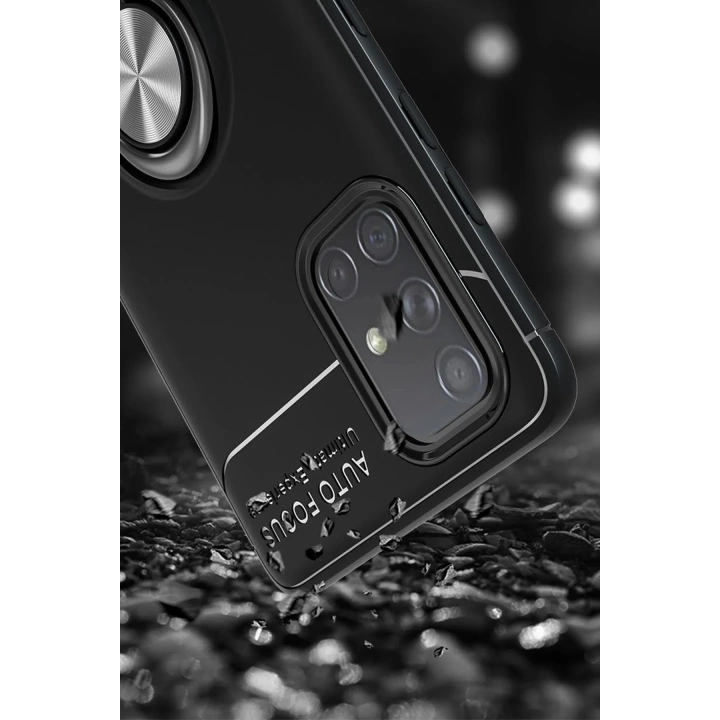 BFS  Samsung Galaxy A71 Kılıf Range Yüzüklü Silikon - Siyah-Mavi