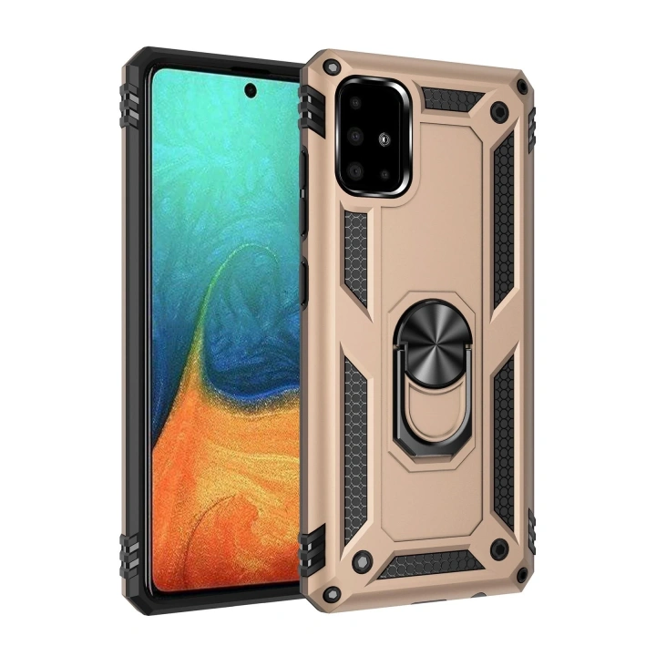 BFS  Samsung Galaxy A71 Kılıf Sofya Yüzüklü Silikon Kapak - Gold