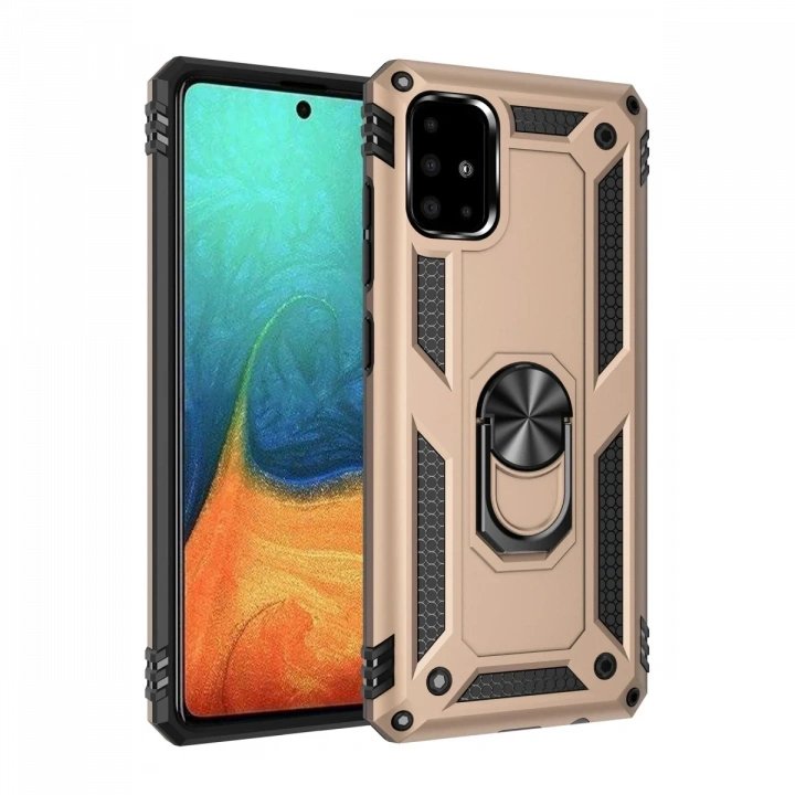 BFS  Samsung Galaxy A71 Kılıf Sofya Yüzüklü Silikon Kapak - Gold