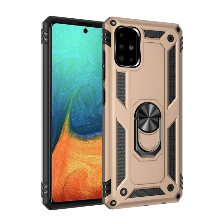 BFS  Samsung Galaxy A71 Kılıf Sofya Yüzüklü Silikon Kapak - Gold