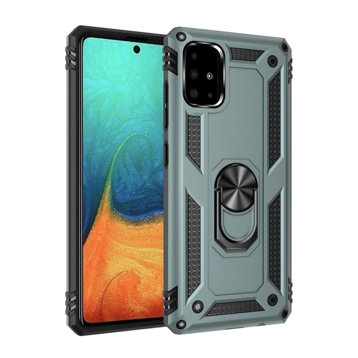 BFS  Samsung Galaxy A71 Kılıf Sofya Yüzüklü Silikon Kapak - Yeşil