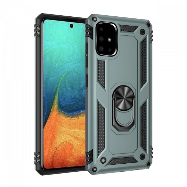 BFS  Samsung Galaxy A71 Kılıf Sofya Yüzüklü Silikon Kapak - Yeşil