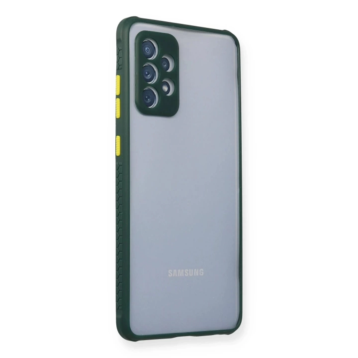 BFS  Samsung Galaxy A72 Kılıf Miami Şeffaf Silikon - Koyu Yeşil