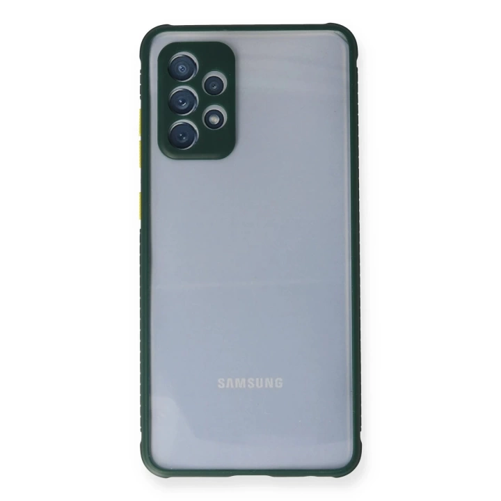 BFS  Samsung Galaxy A72 Kılıf Miami Şeffaf Silikon - Koyu Yeşil