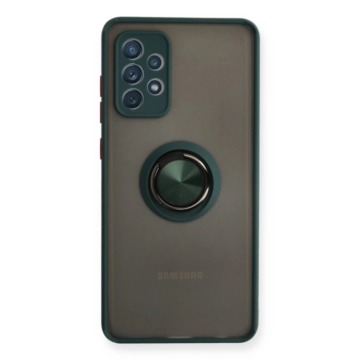 BFS  Samsung Galaxy A72 Kılıf Montreal Yüzüklü Silikon Kapak - Yeşil